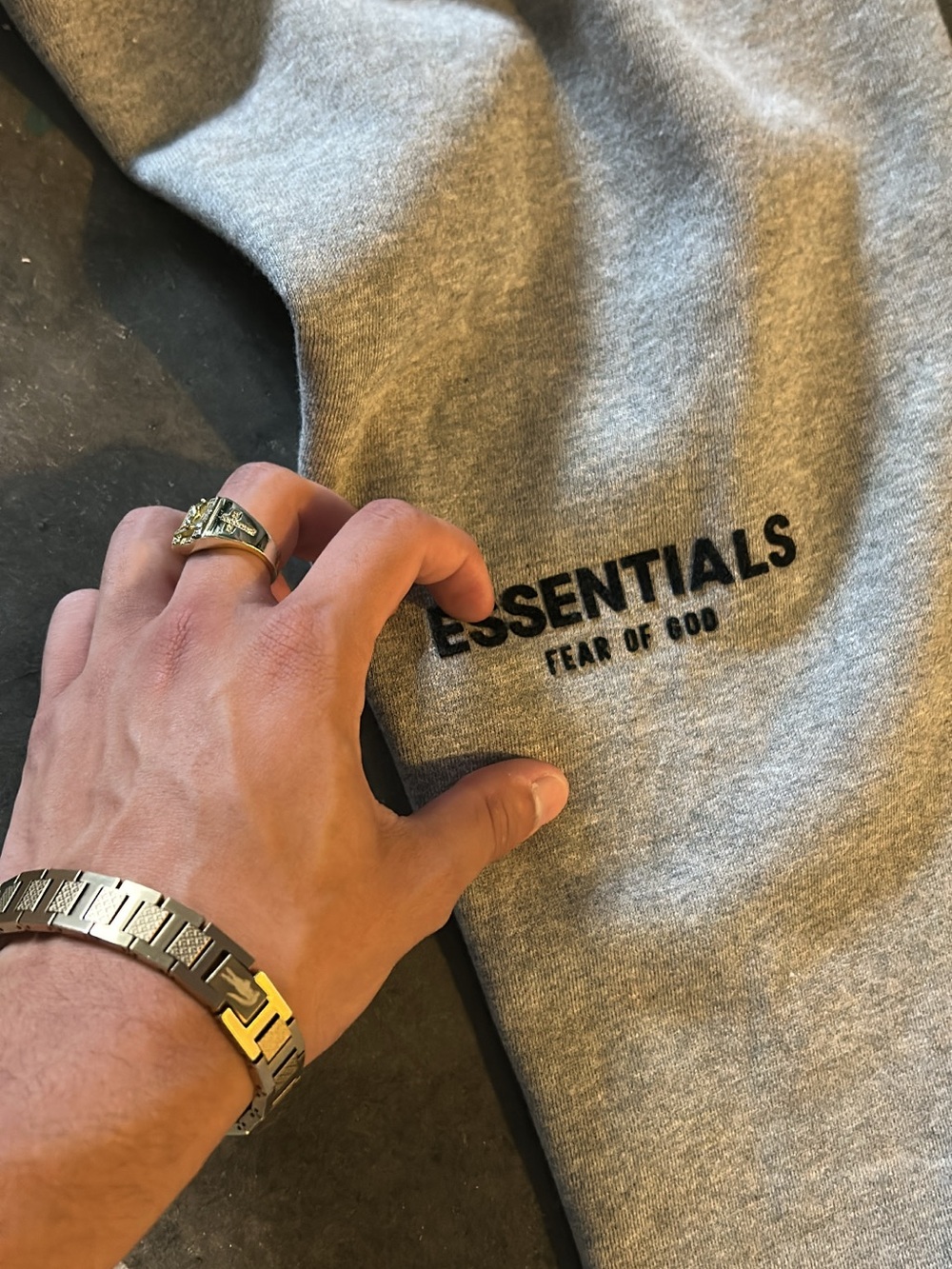 Essentials Heather Dark Oat Sweatpants - Picture 2 of 7